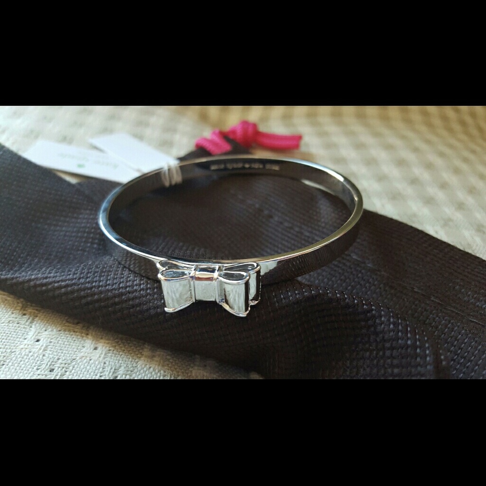Kate Spade Moon River silver double bow bangle bracelet cuff - Picture 3 of 4
